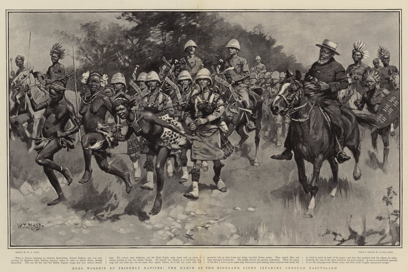Ystävällisten alkuperäiskansojen sankaripalvonta, Highlandin kevyen jalkaväen marssi Basutolandin kautta tekijältä William T. Maud