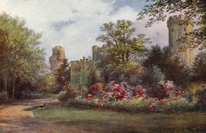 Warwick Castle: Sisäänkäynti (väri litho) tekijältä William W. Quatremain