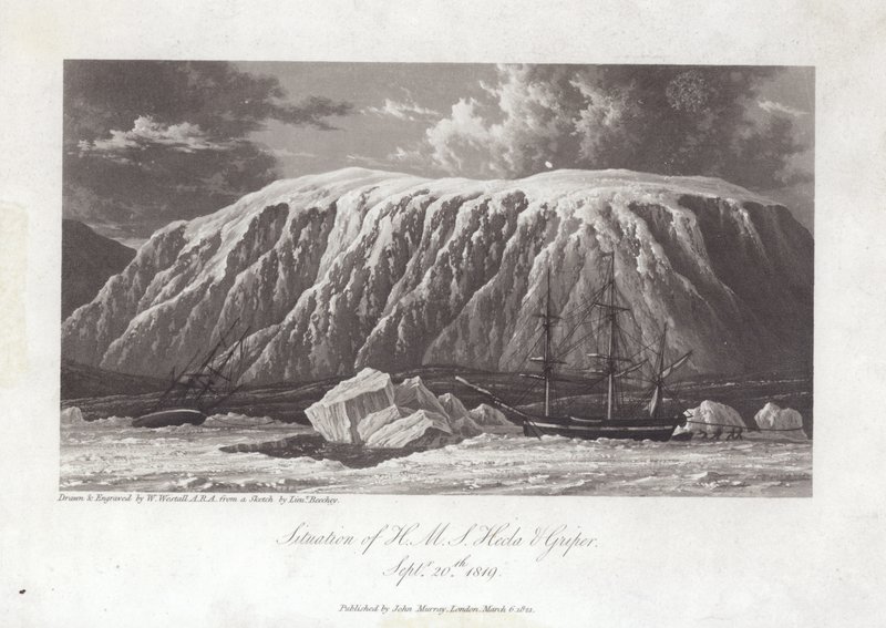 H.M.S Heclan ja Griperin tilanne tekijältä William Westall