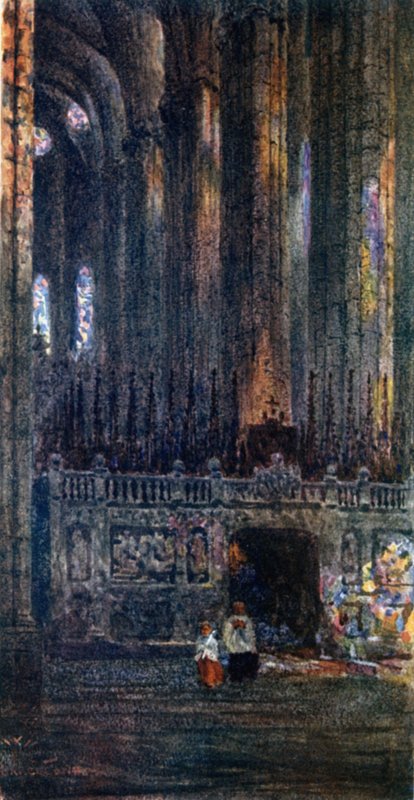 Barcelona, katedraali (väri litho) tekijältä William Wiehe Collins