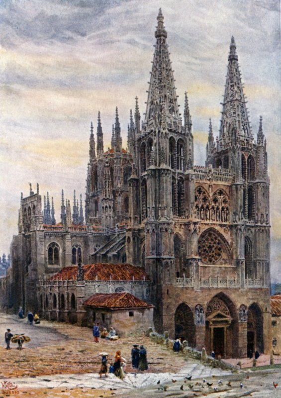 Burgos, katedraali (väri litho) tekijältä William Wiehe Collins