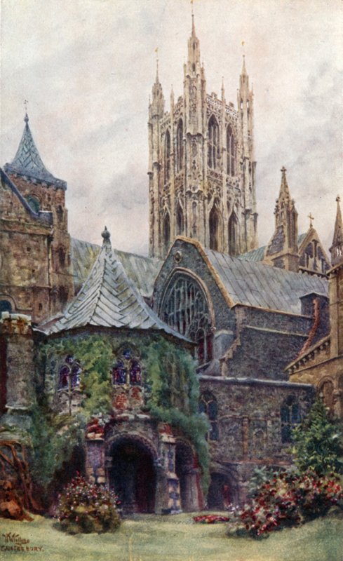 Canterbury, kastekappeli ja kapitulitalo (värilitho) tekijältä William Wiehe Collins