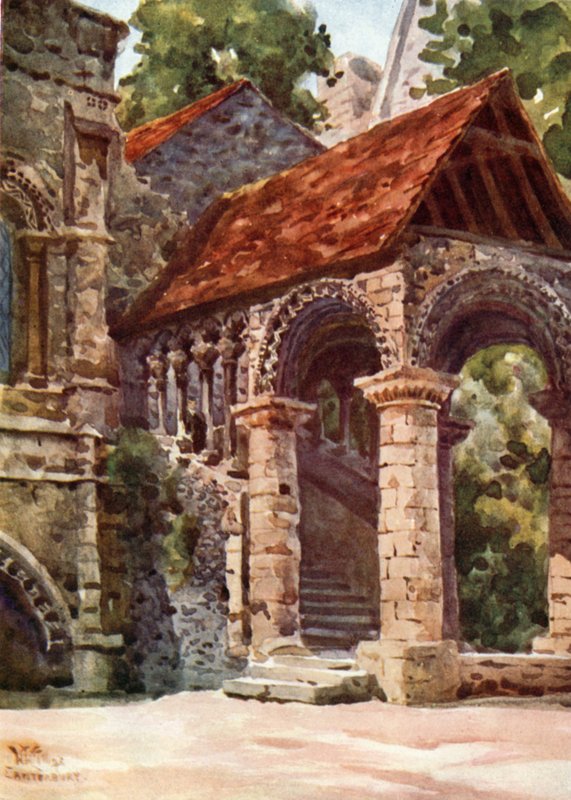 Canterbury, Norman Stairway (väri litho) tekijältä William Wiehe Collins