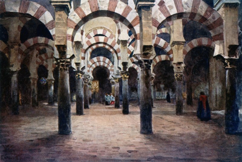 Cordoba, Mesquitan sisäpuoli (väri litho) tekijältä William Wiehe Collins