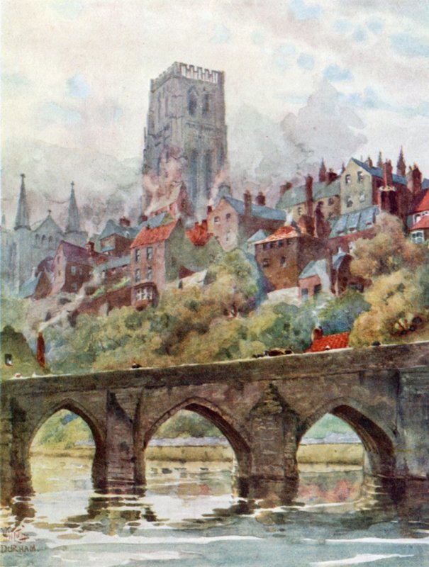 Durham, Elvet Bridge (väri litho) tekijältä William Wiehe Collins