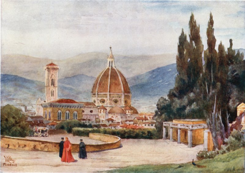 Firenze. Duomo, Boboli Gardensista (väri litho) tekijältä William Wiehe Collins