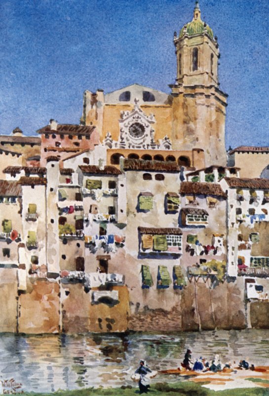 Gerona, katedraali (väri litho) tekijältä William Wiehe Collins