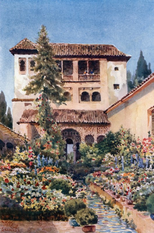 Granada, Generalife (väri litho) tekijältä William Wiehe Collins