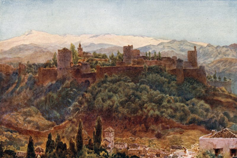 Granada, Alhambra (väri litho) tekijältä William Wiehe Collins