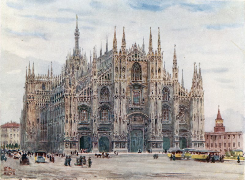 Milano. Tuomiokirkko (värinen lito) tekijältä William Wiehe Collins