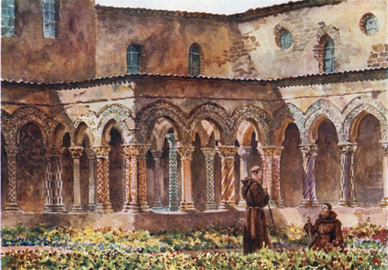 Monreale. The Cloisters (väri litho) tekijältä William Wiehe Collins