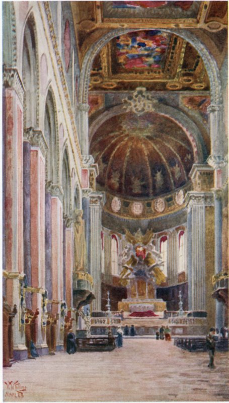 Napoli. Tuomiokirkon sisustus (väri litho) tekijältä William Wiehe Collins