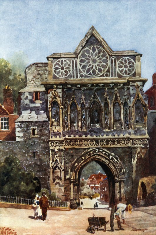 Norwich, Aethelbertin portti (väri litho) tekijältä William Wiehe Collins