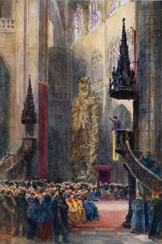 Orviedo, katedraali (väri litho) tekijältä William Wiehe Collins