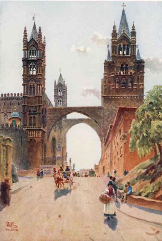 Palermo. Tuomiokirkko (värinen lito) tekijältä William Wiehe Collins