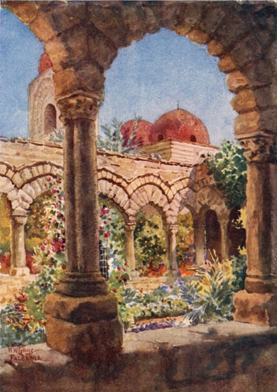 Palermo. SAN:n luostarit. John of the Hermits (väri litho) tekijältä William Wiehe Collins