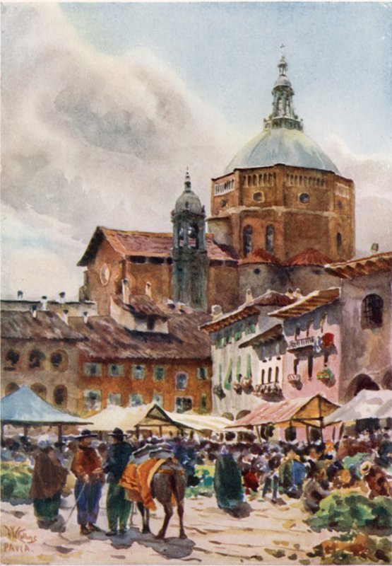 Pavia. Tuomiokirkko (värinen lito) tekijältä William Wiehe Collins
