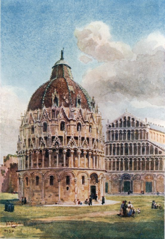 Pisa. Kastekappeli (väri litho) tekijältä William Wiehe Collins