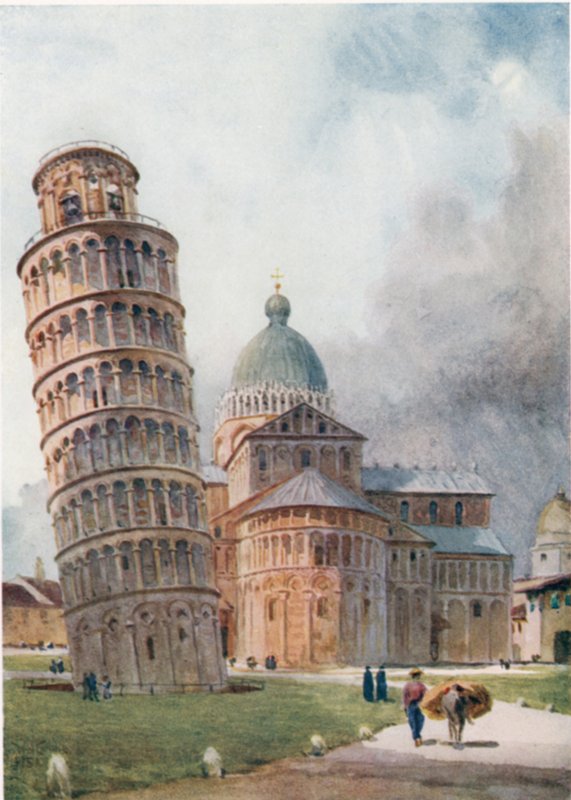Pisa. Campanile ja Duomo (väri litho) tekijältä William Wiehe Collins