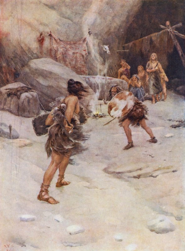 Esihistoriallinen ihminen (värilitro) tekijältä William Wiehe Collins