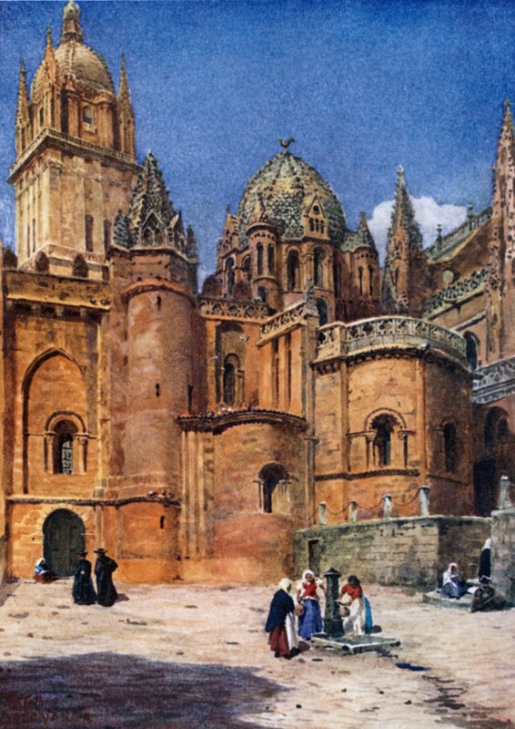 Salamanca, vanha katedraali (väri litho) tekijältä William Wiehe Collins