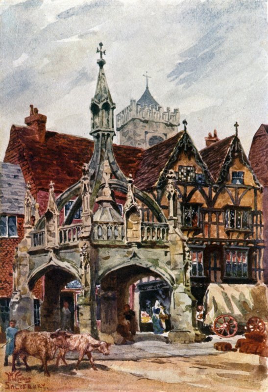 Salisbury, Market Cross (väri litho) tekijältä William Wiehe Collins