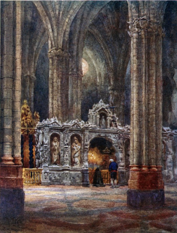 Saragossa, vanhassa katedraalissa (väri litho) tekijältä William Wiehe Collins