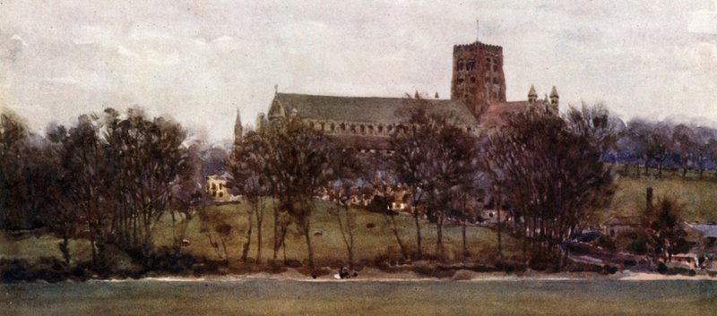 St. Albans vanhan Verulamin muureilta (värilitho) tekijältä William Wiehe Collins