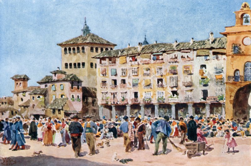 Toledo, Zocodover (väri litho) tekijältä William Wiehe Collins