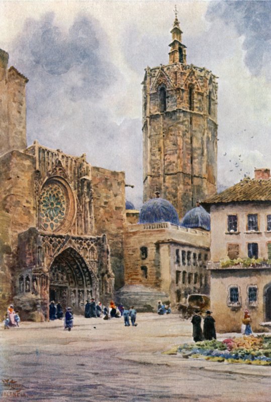 Valencia, katedraalin ovi (väri litho) tekijältä William Wiehe Collins