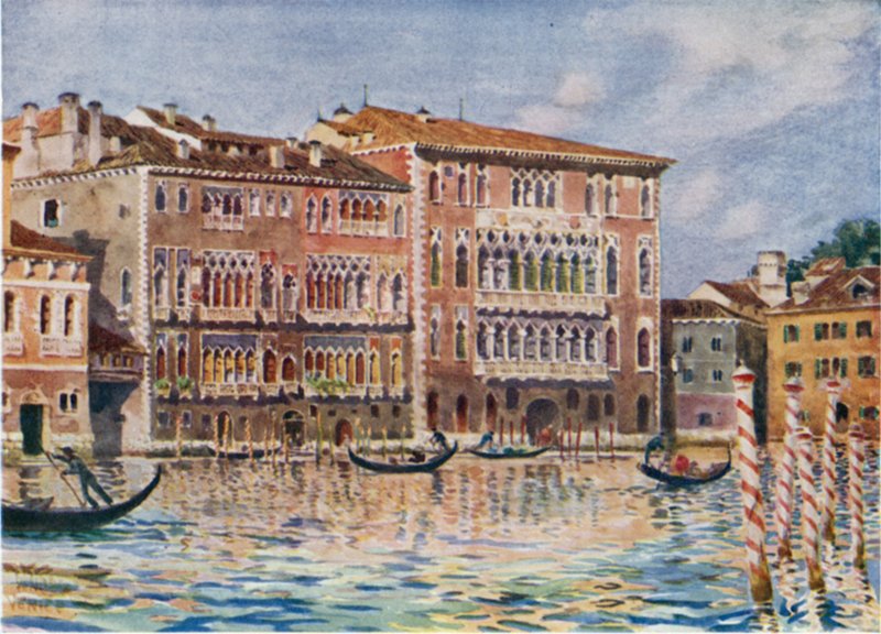 Venetsia. Palazzi Foscari ja Giustiniani (väri litho) tekijältä William Wiehe Collins
