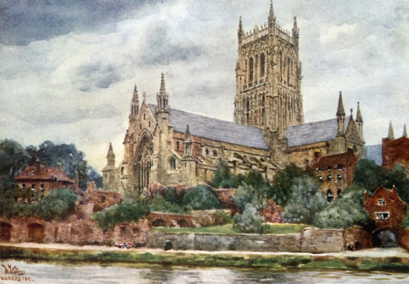 Worcester, katedraali (väri litho) tekijältä William Wiehe Collins