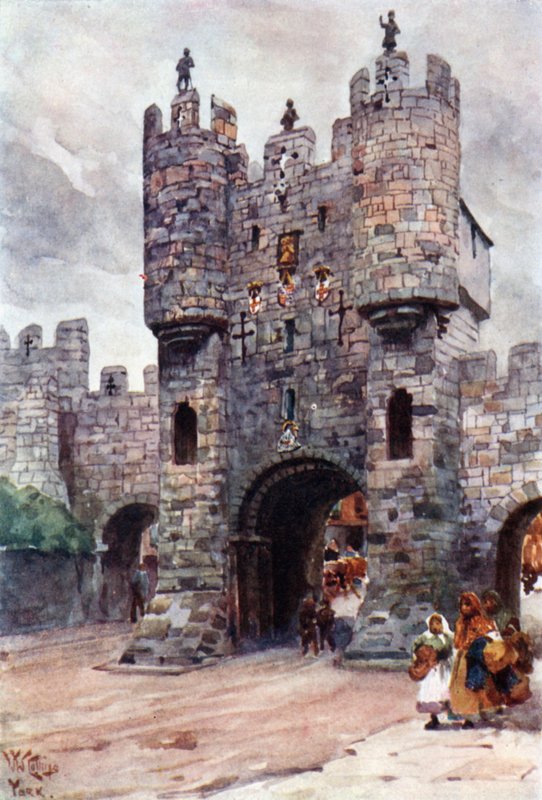 York, Micklegate Bar (väri litho) tekijältä William Wiehe Collins
