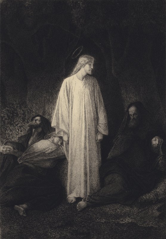 Jeesus ja nukkuvat opetuslapset tekijältä after Albert Robida
