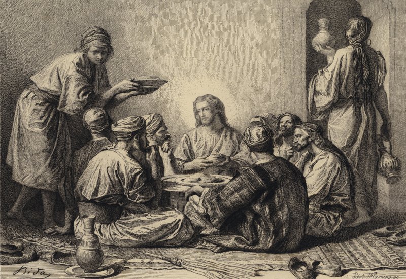 Jeesus söi publikaanien ja syntisten kanssa tekijältä after Albert Robida
