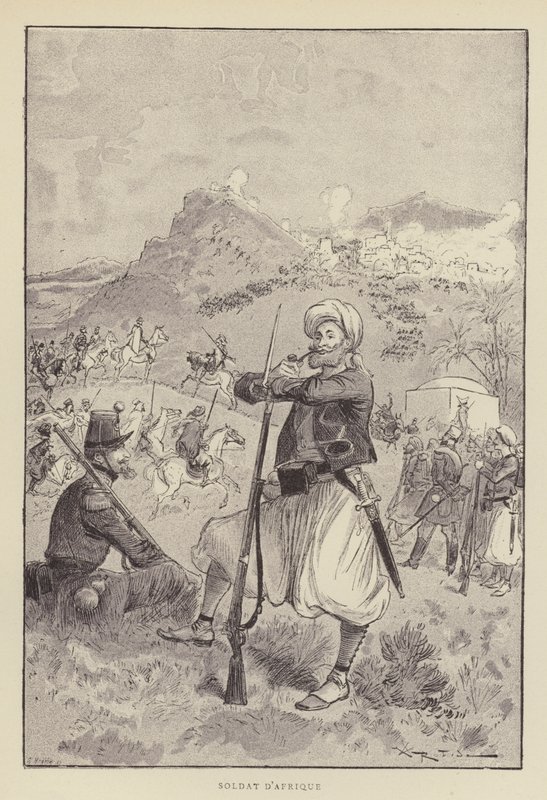 afrikkalainen sotilas tekijältä after Albert Robida