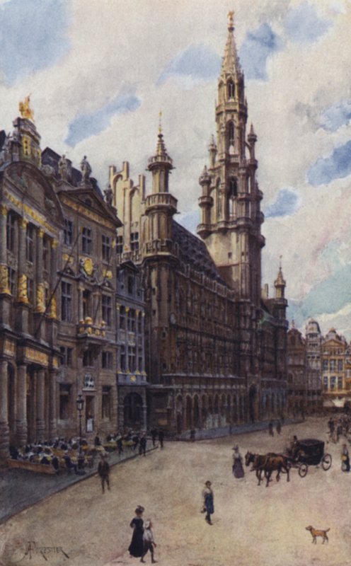 Hotel de Ville, Grande Placen kulma tekijältä after Amedee Forestier