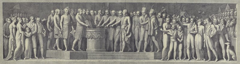 Sisalpiinien tasavallan perustamisvalan juhlallinen vannominen 29. kesäkuuta 1796 tekijältä after Andrea Appiani the Elder