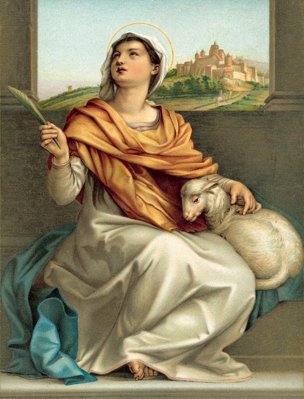 St Agnes (chromolitho) tekijältä Andrea del (after) Sarto