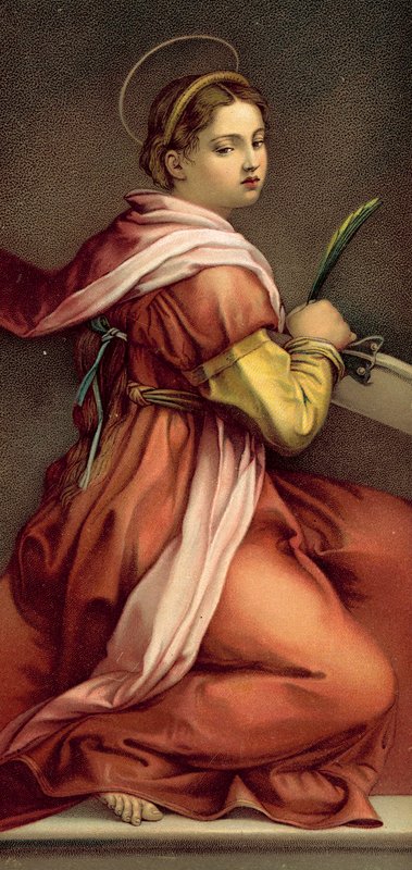 St Katherine (chromolitho) tekijältä Andrea del (after) Sarto