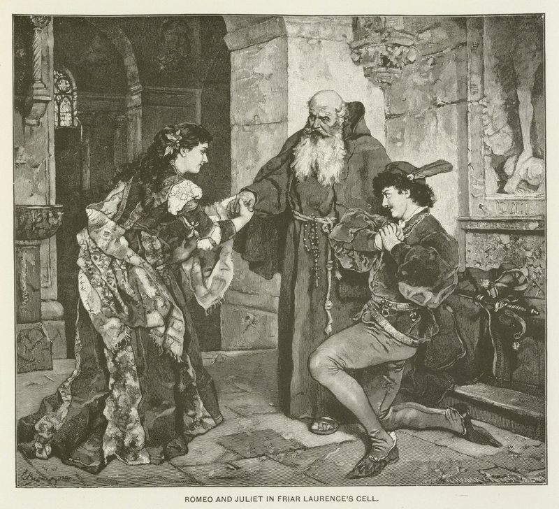 Romeo ja Julia Friar Laurencen sellissä tekijältä after Carl Ludwig Friedrich Becker