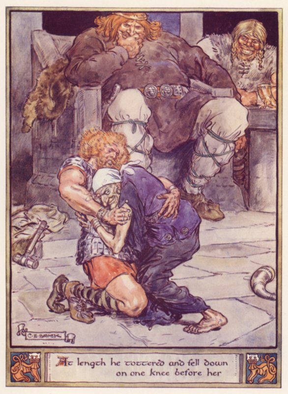 Lopulta hän horjui ja kaatui polvilleen hänen eteensä tekijältä after Charles Edmund Brock