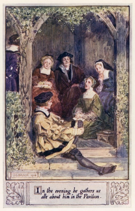 Illalla hän kokoaa meidät kaikki hänestä paviljonkiin tekijältä after Charles Edmund Brock