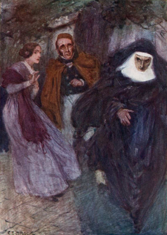 Lucy Snowe ja Paul Emanuel koulun puutarhassa tekijältä after Charles Edmund Brock