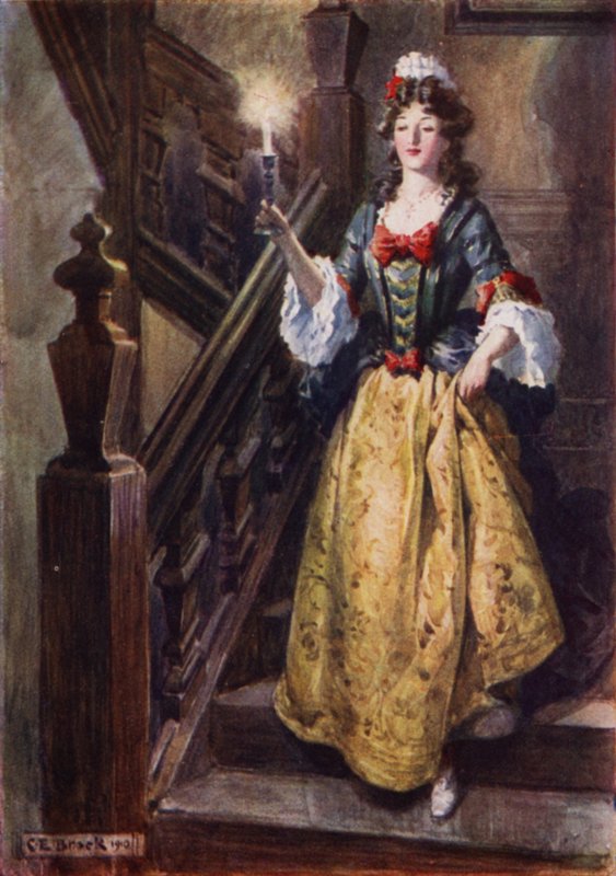 Mistress Beatrix kompastui Walcote Housen portaista tervehtimään Esmondia tekijältä after Charles Edmund Brock