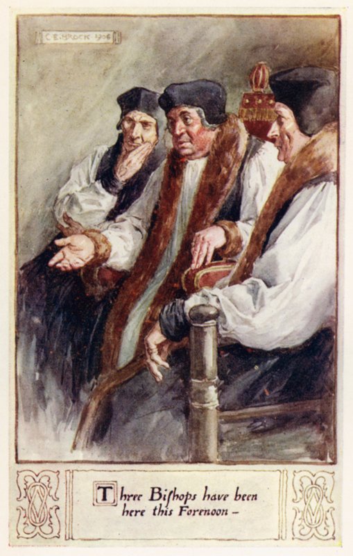 Kolme piispaa on ollut täällä tänä aamupäivänä tekijältä after Charles Edmund Brock