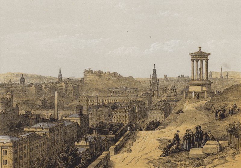 Edinburgh Calton Hilliltä (chromolitho) tekijältä after David Roberts