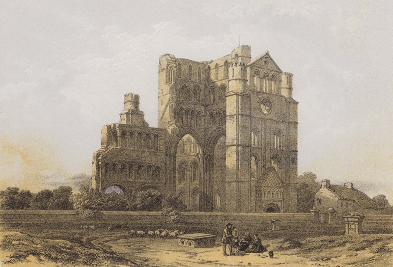 Kelso Abbey (chromolitho) tekijältä after David Roberts
