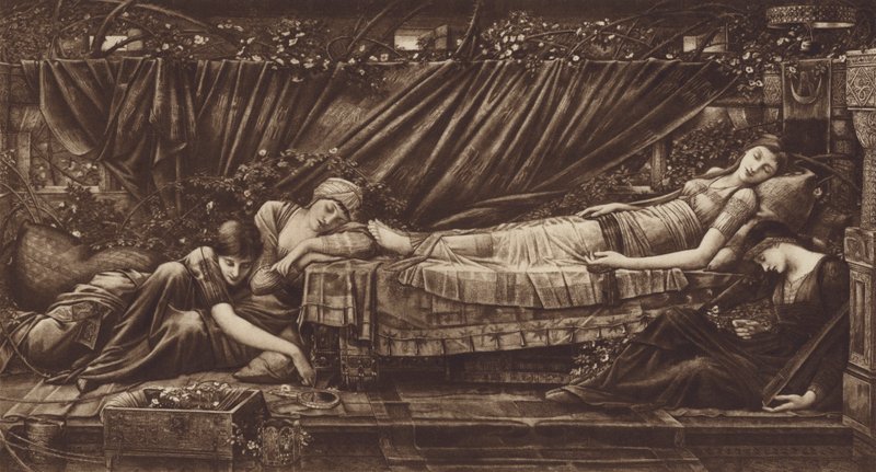 Nukkuva kaunotar tekijältä after Edward Coley Burne Jones