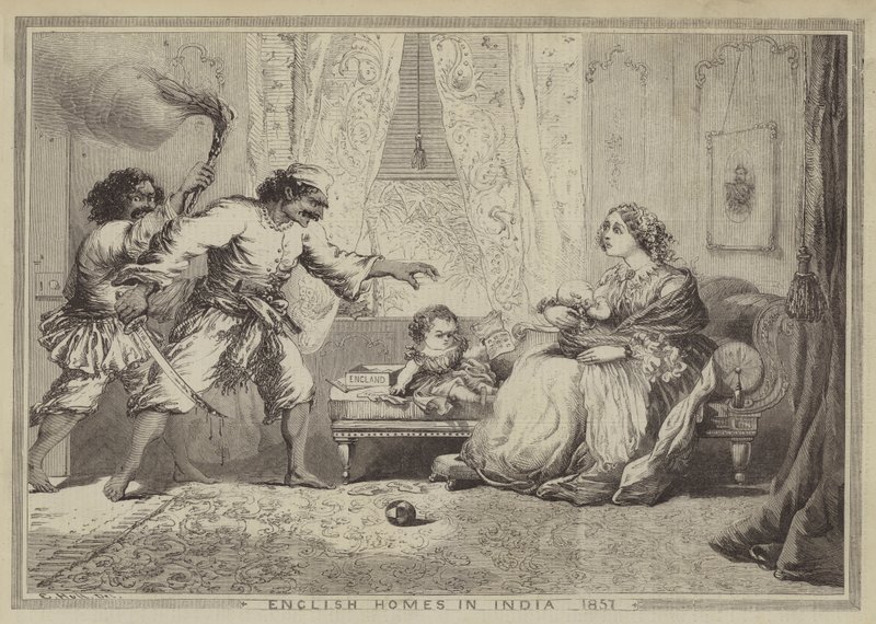 Englantilaiset kodit Intiassa, 1857 tekijältä after Edward Hull